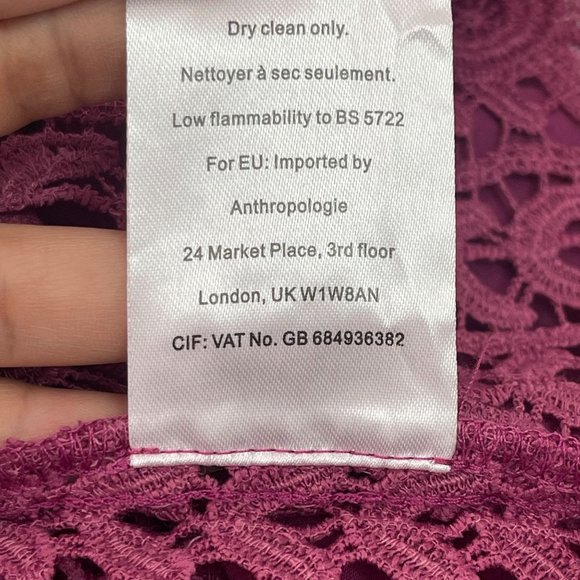 NWT Anthropologie by Chloe Oliver Women's Purple Bell-Sleeve Lace Blouse Size XS - Picture 8 of 12